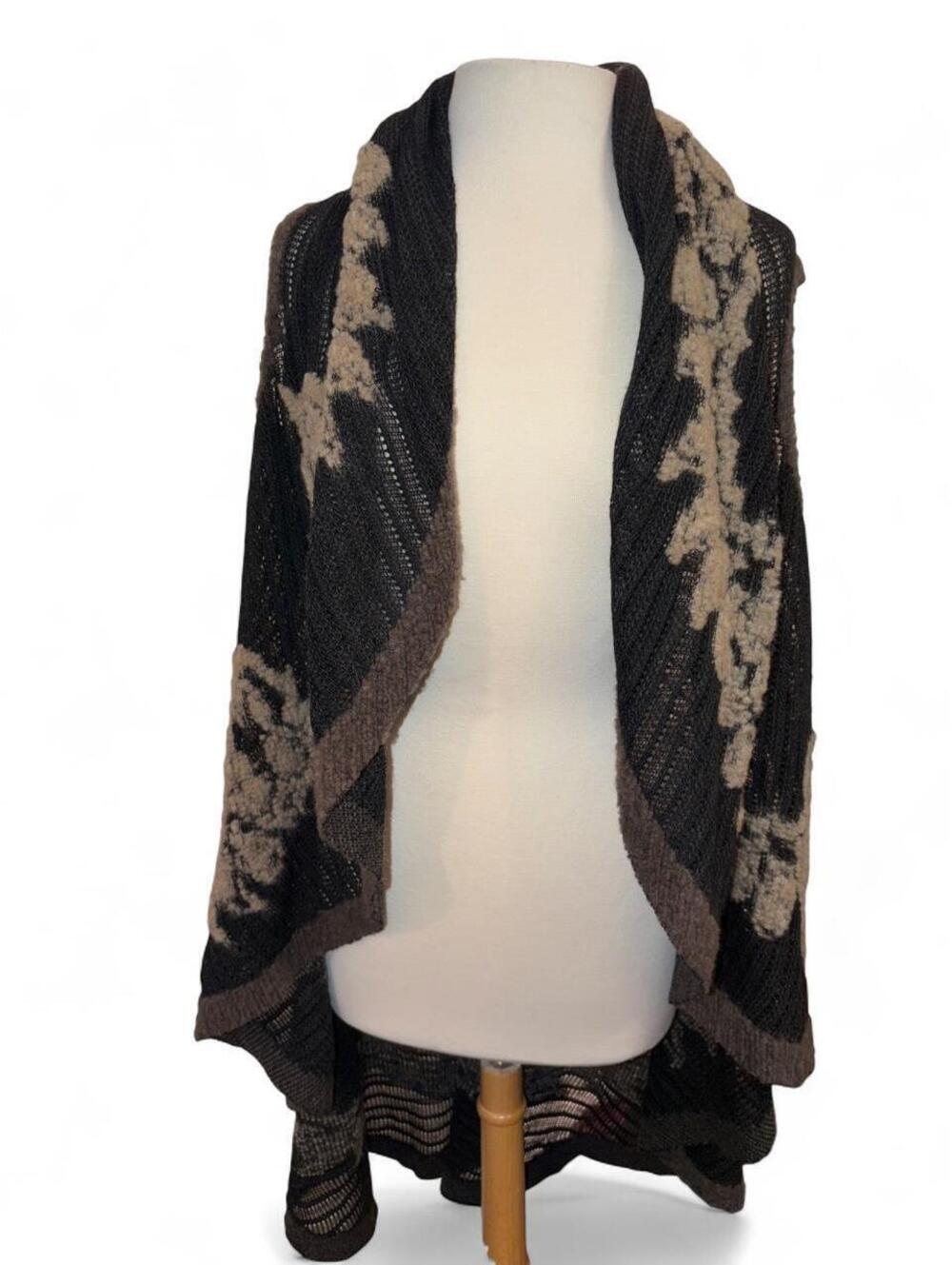 Made in Italy Draped Knit Vest Shawl Collar Cardigan - Size M